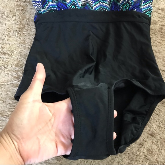 Body Concept Black Blue 1-pc Bathing Suit Swimsuit Plus Size 14 L Large Modest - Picture 5 of 16